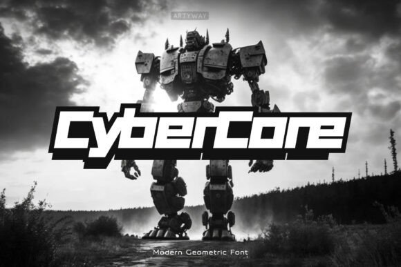 Cybercore Font: Bold Geometric Type for Makers