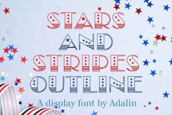 Stars and Stripes Outline Font for Patriotic Crafts